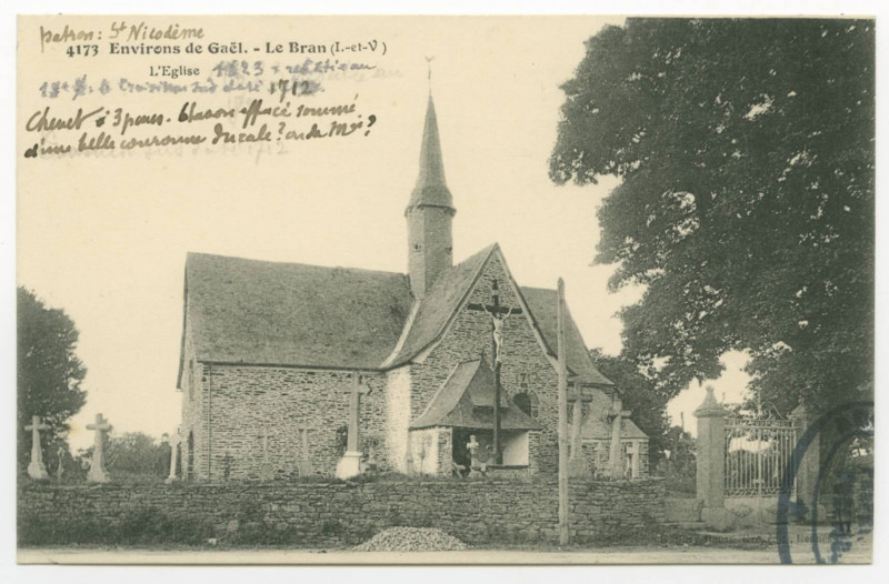 Carte postale ancienne 4173  Environs de Gaël. - Le Bran (I.-et-V.)  L'Eglise.