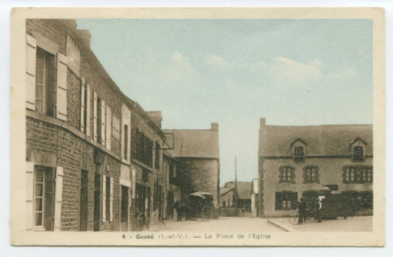 Carte postale ancienne 4 - Gosné (I.-et-V.). - La Place de l'Eglise.