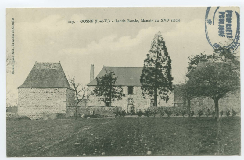 Carte postale ancienne 119.  - Gosne (I.-et-V.) - Lande Ronde, Manoir du XVIe siècle.