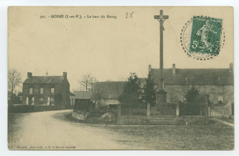 Carte postale ancienne 305. - Gosne (I.-et-V.). - Le haut du Bourg.