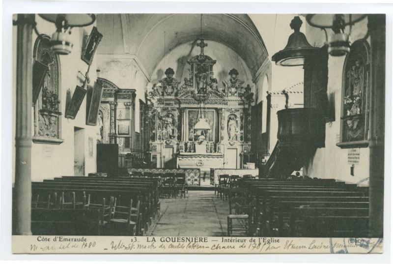 Carte postale ancienne 13. La Gouesniere - Intérieur de l'Eglise.