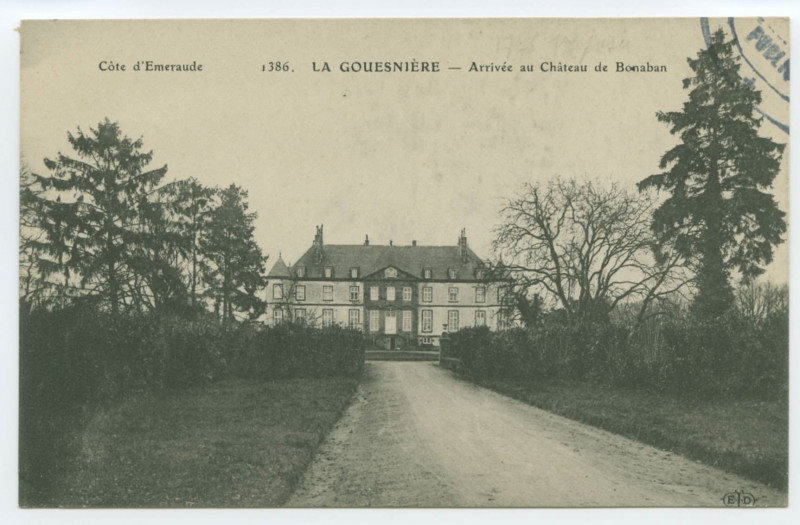Carte postale ancienne 1386. La Gouesniere - Arrivée au Château de Bonaban.