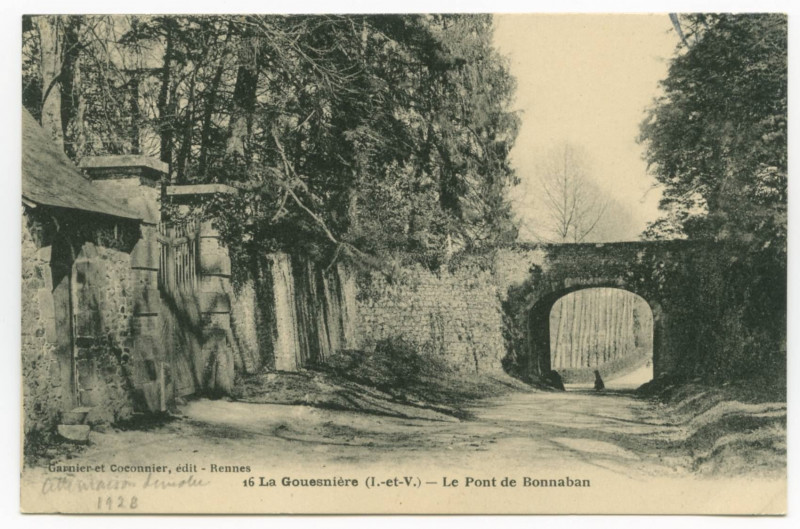 Carte postale ancienne 16 La Gouesnière (I.-et-V.) - Le Pont de Bonnaban.
