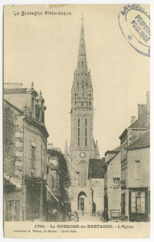 Carte postale ancienne 1700. - La Guerche-Debretagne. - L'Eglise.