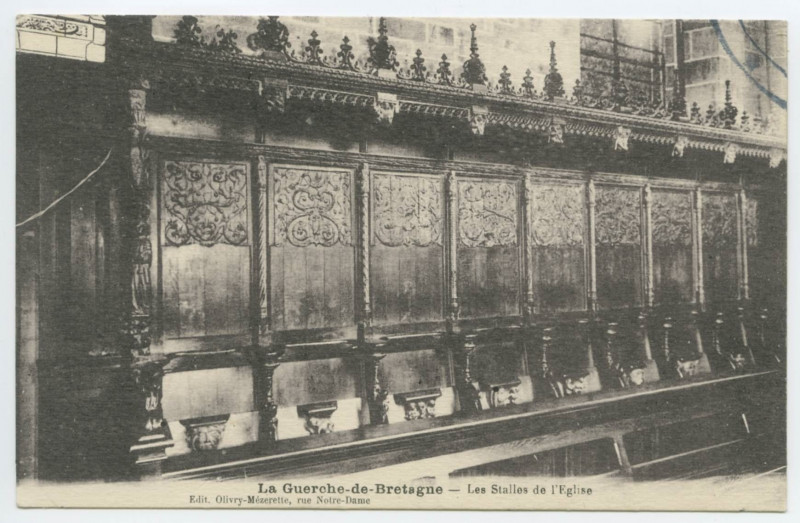 Carte postale ancienne La Guerche-DEBretagne - Les Stalles de l'Eglise.