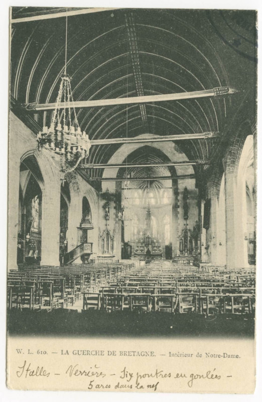 Carte postale ancienne La Guerche De Bretagne. - Intérieur de Notre-Dame.