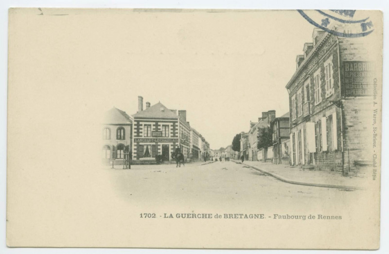 Carte postale ancienne 1702 - La Guerche de Bretagne - Faubourg de Rennes.