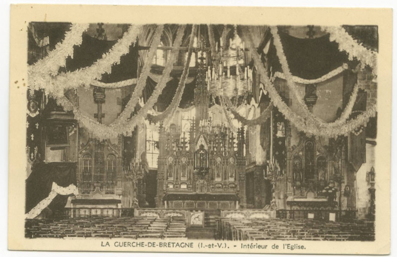 Carte postale ancienne La Guerche-Debretagne (I.-et-V.). - Intérieur de l'Eglise.
