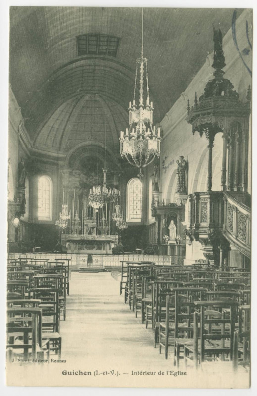 Carte postale ancienne Guichen (I.-et-V.). - Intérieur de l'Eglise.