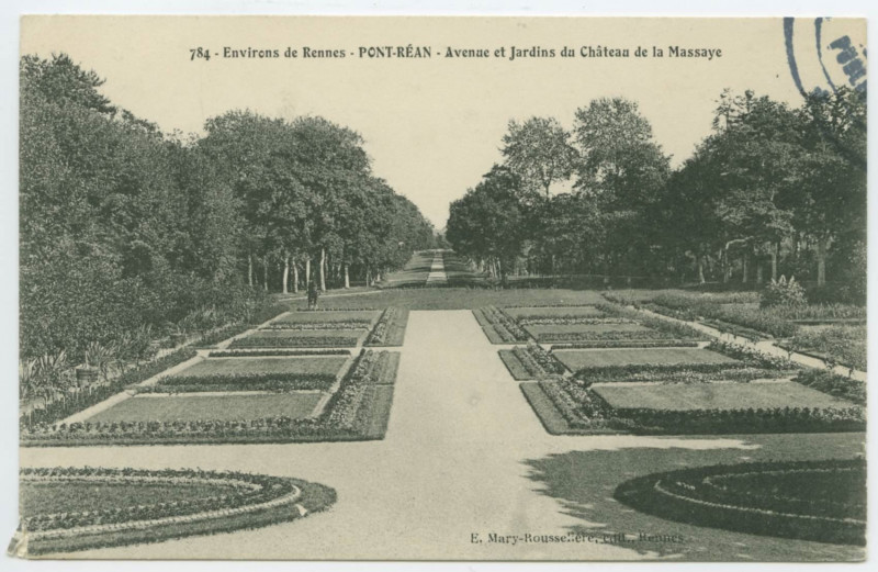 Carte postale ancienne 784 - Environs de Rennes - Pont-Rean - Avenue et Jardins du Château de la Massaye.