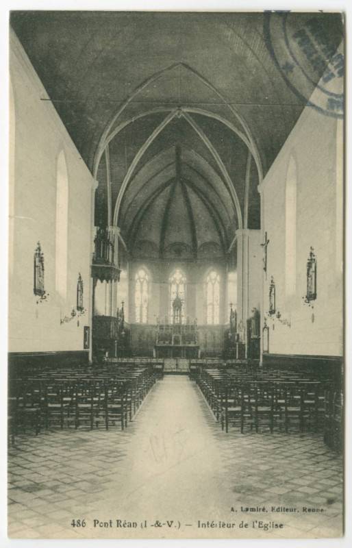 Carte postale ancienne 486  Pont Réan (I.-&-V.) - Intérieur de l'Eglise.