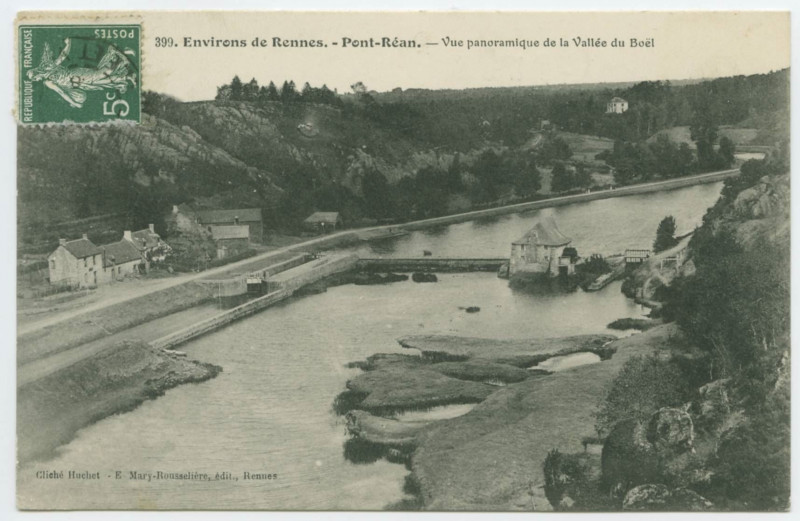 Carte postale ancienne 399. Environs de Rennes. - Pont-Réan. - Vue panoramique de la Vallée du Boël.