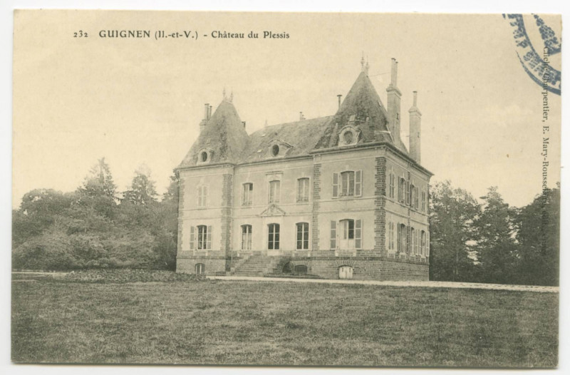 Carte postale ancienne 232  Guignen (Il.-et-V.) - Château du Plessis.