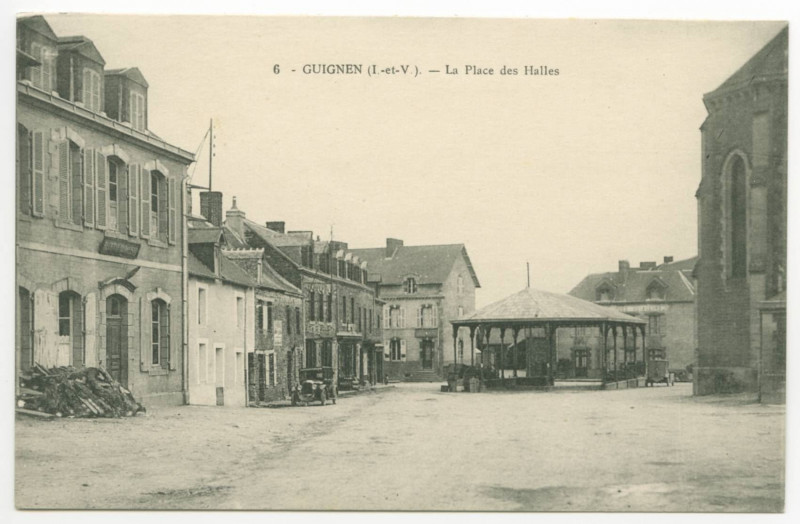 Carte postale ancienne 6 - Guignen (I.-et-V.). - La Place des Halles.