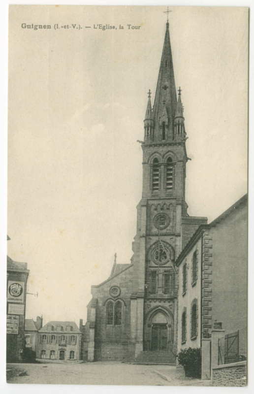 Carte postale ancienne Guignen (I.-et-V.). - L'Eglise, la Tour.