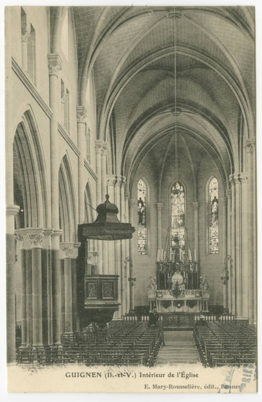 Carte postale ancienne Guignen (I.-et-V.) Intérieur de l'Eglise.