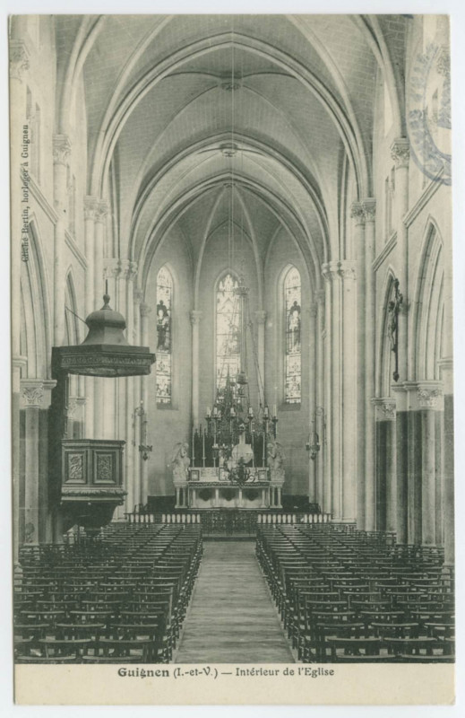 Carte postale ancienne Guignen (I.-et-V.) - Intérieur de l'Eglise.