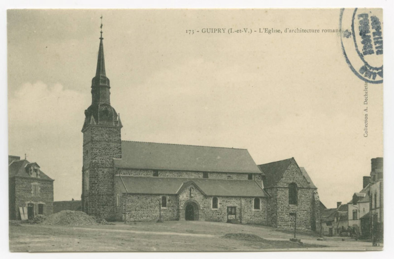 Carte postale ancienne 173 - Guipry (I.-et-V.) - L'Eglise, d'architecture romane.
