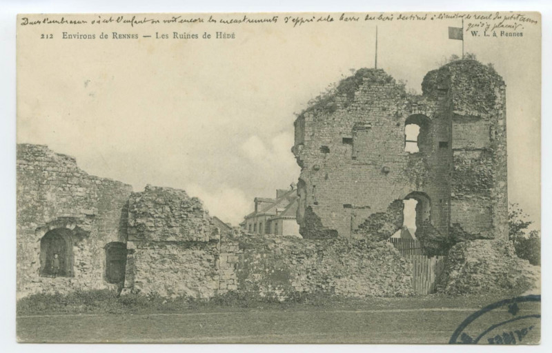 Carte postale ancienne 212  Environs de Rennes - Les Ruines de Hédé.