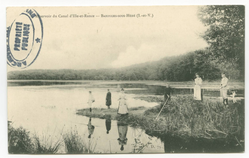 Carte postale ancienne Réservoir du Canal d'Ille-et-Rance - Bazouges-sous-Hede (I.-et-V.).