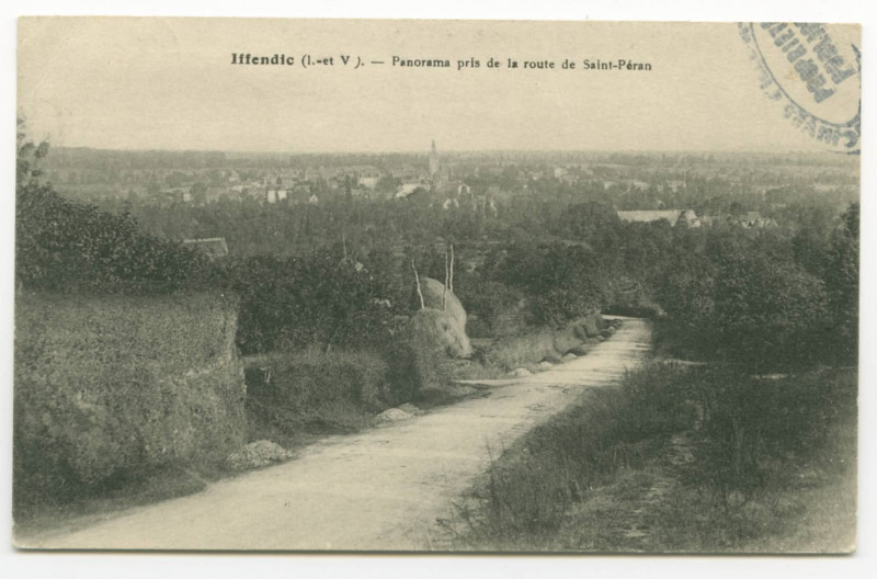 Carte postale ancienne Iffendic (I.-et-V.). - panorama pris de la route de Saint-Péran.