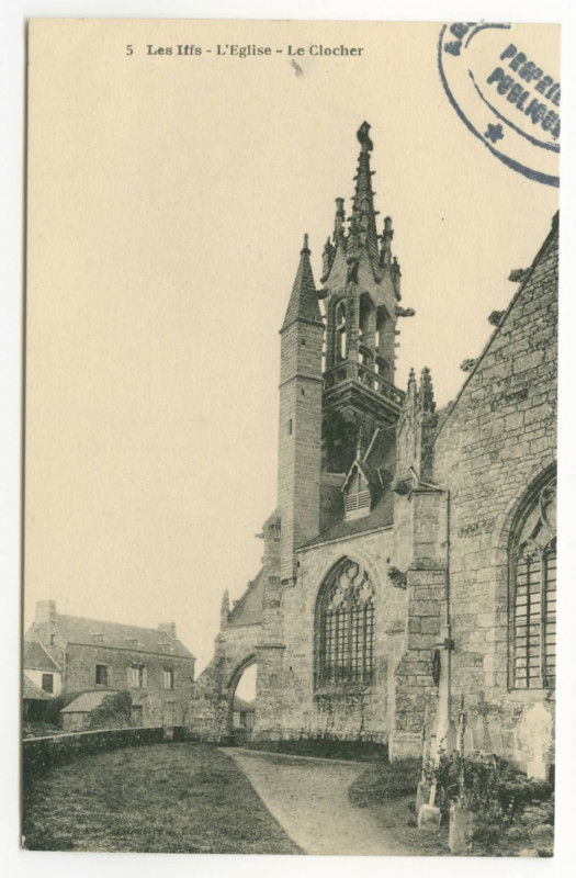 Carte postale ancienne 5  Les Iffs - L'Eglise - Le Clocher.