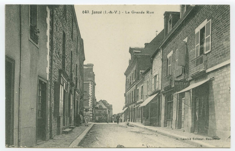 Carte postale ancienne 649. Janzé (I.-&-V.) - La Grande Rue.