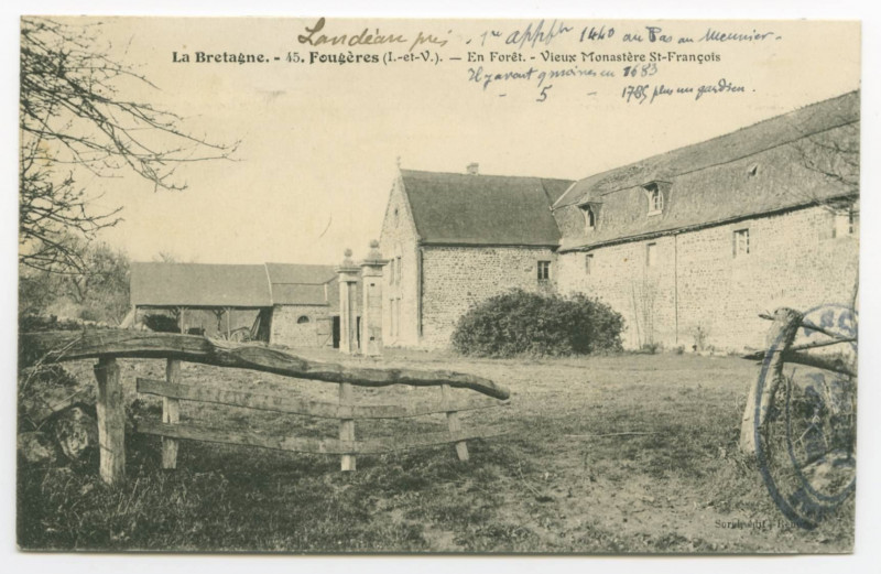 Carte postale ancienne 45. Fougères (I.-et-V.). - En Forêt. - Vieux Monatère St-François.