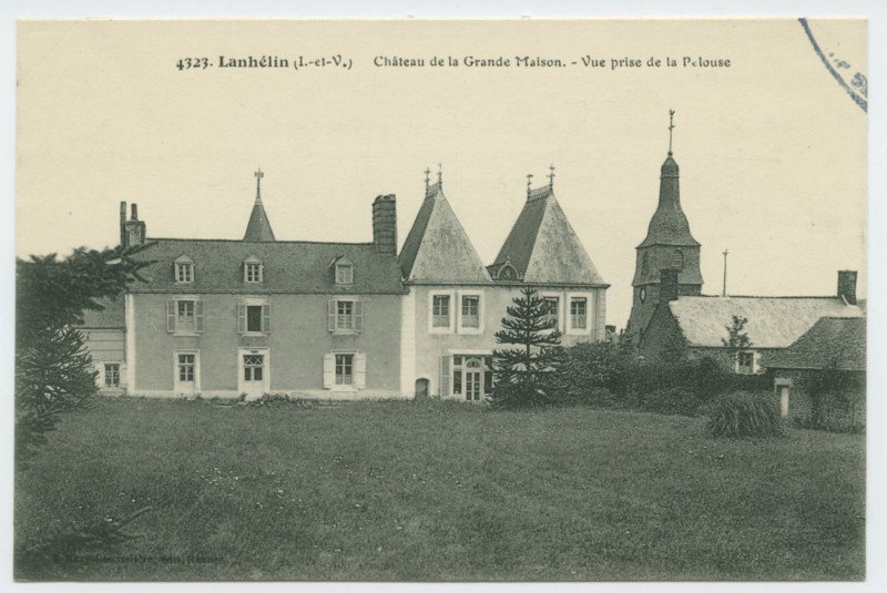 Carte postale ancienne 4323. Lanhélin (I.-et-V.) Château de la Grande Maison. - Vue prise de la Pelouse.