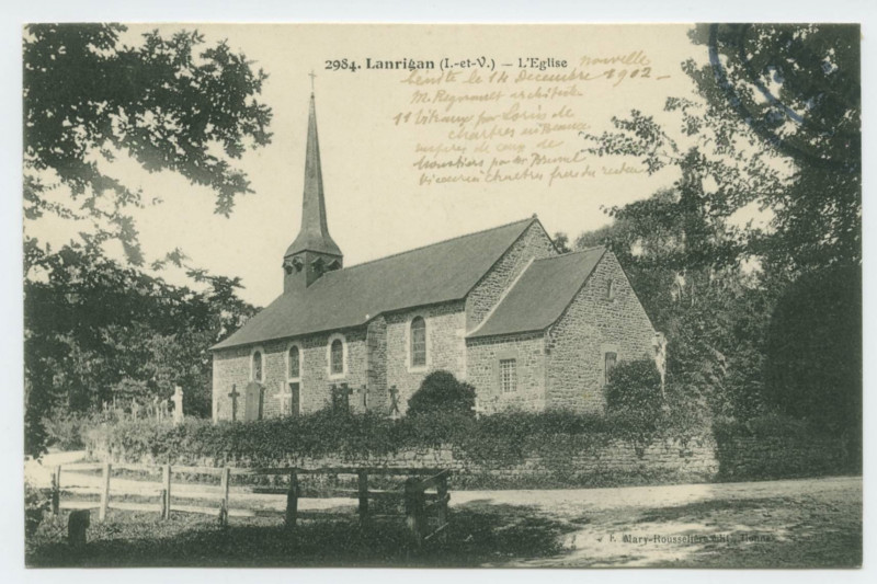 Carte postale ancienne 2984. Lanrigan (I.-et-V.) _ L'Eglise.