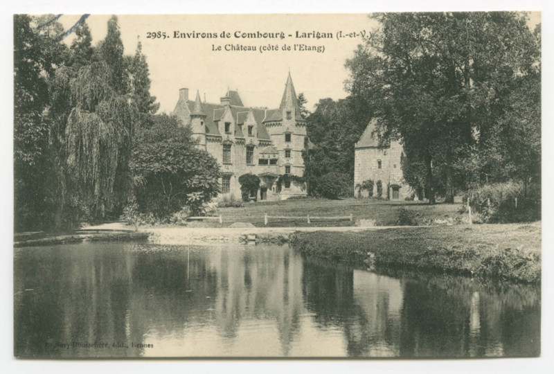 Carte postale ancienne 2985. Environs de Combourg - Larigan (I.-et-V.) - Le Château (côté de l'Etang).