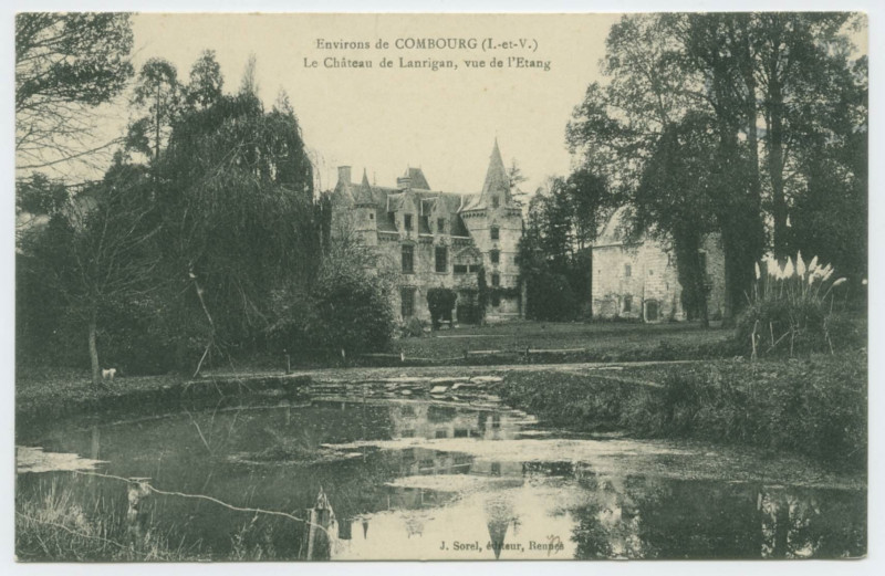 Carte postale ancienne Environs de Combourg (I.-et-V.) - Le Château de Lanrigan, vue de l'Etang.