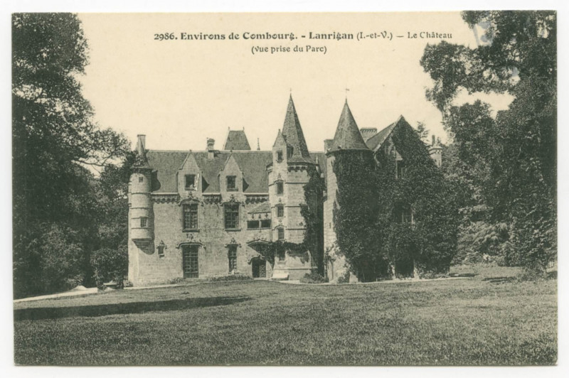 Carte postale ancienne 2986. Environs de Combourg. - Lanrigan (I.-et-V.) - Le Château - (vue prise du Parc).