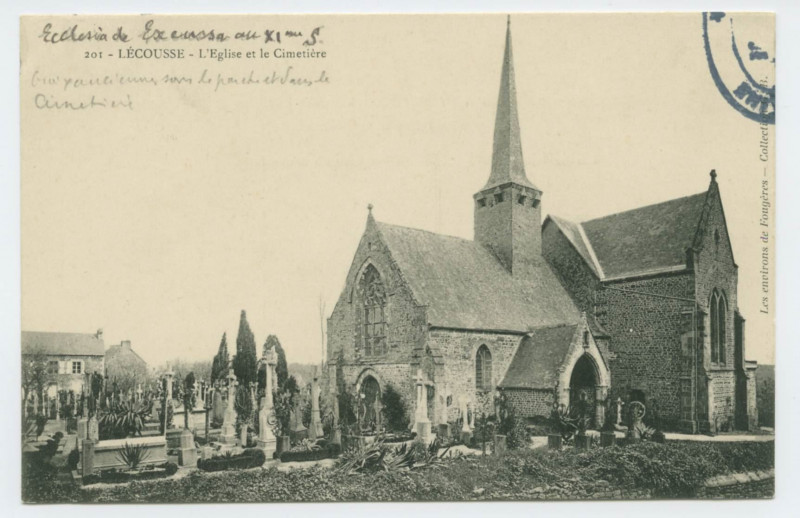 Carte postale ancienne 201 - Lecousse - L'Eglise et le Cimetière.
