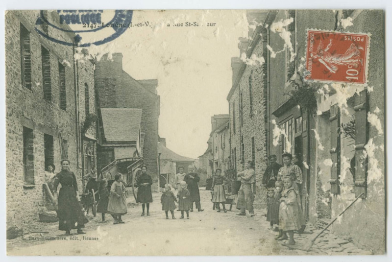 Carte postale ancienne 2147. Lohéac (I.-et-V.) - La Rue St-Sauveur.