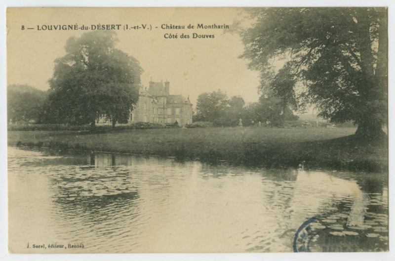 Carte postale ancienne 8 _ Louvigne-du-Desert (I.-et-V.) - Château de Montharin - Côté des Douves.