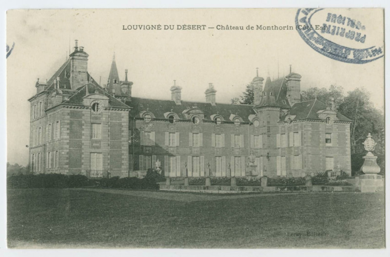 Carte postale ancienne Louvigne Du Desert _ Château de Monthorin (Côté Est).