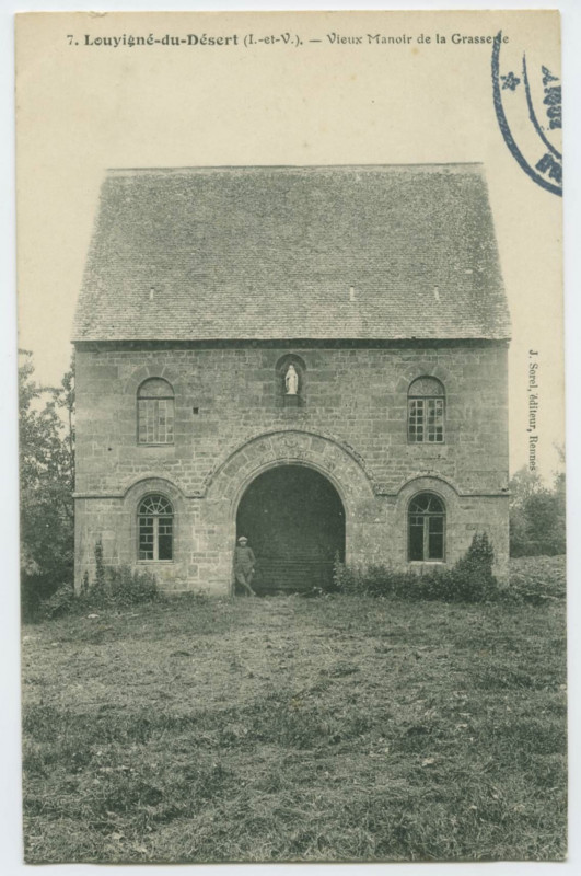 Carte postale ancienne 7. Louvigné-du-Désert (I.-et-V.).- Vieux Manoir de la Grasserie.