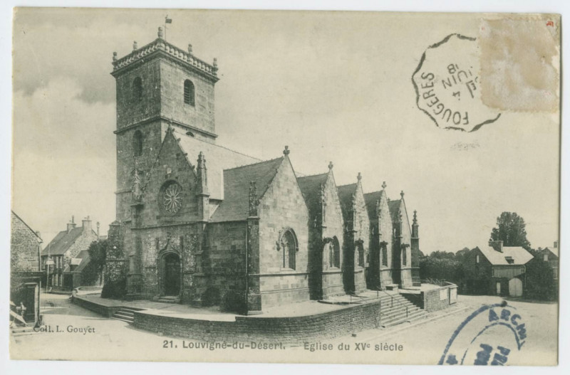 Carte postale ancienne 21. Louvigné-du-Désert. _ Eglise du XVe siècle.