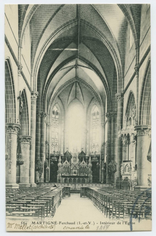 Carte postale ancienne 589 Martigne-Ferchaud (I.-et-V.) - Intérieur de l'Eglise.