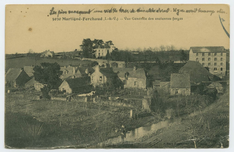 Carte postale ancienne 5030 Martigné-Ferchaud (I.-et-V.) _ Vue Generale des anciennes forges.