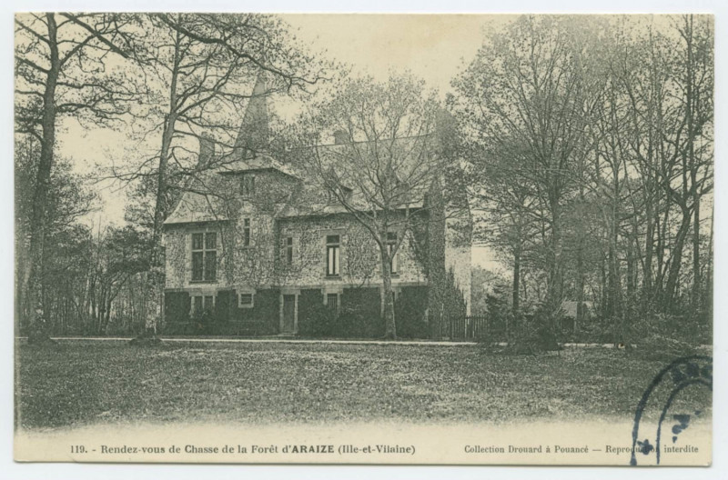 Carte postale ancienne 119. - Rendez-vous de Chasse de la Forêt d'Araize (Ille-et-Vilaine).