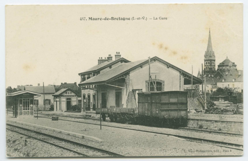 Carte postale ancienne 467. Maure-de-Bretagne (I.-et-V.) _ La Gare.