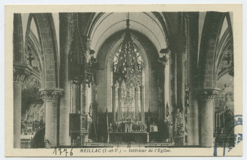 Carte postale ancienne Meillac (I -et-V.) _ Intérieur de l'Eglise.
