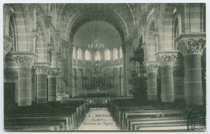 Carte postale ancienne 5. - Melesse (I.-et-V.). Intérieur de l'Eglise.