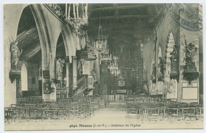 Carte postale ancienne 4642. Messac (I.-et-V.)_Interieur de l'église.