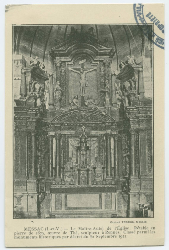 Carte postale ancienne Messac (I.-et-V.)_Le Maître-Autel de l'Eglise.