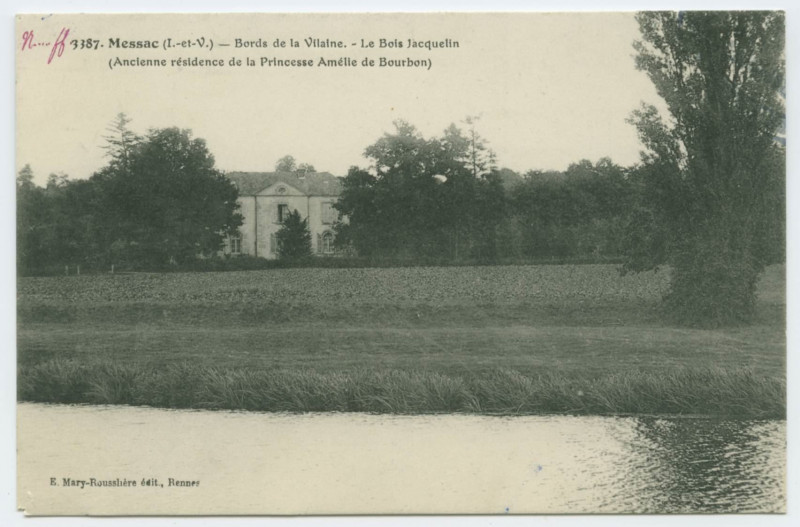Carte postale ancienne 3387. Messac (I.-et-V.) - Bords de la Vilaine.-Le Bois Jacquelin (ancienne résidence de la Princesse Amélie de Bourdon).