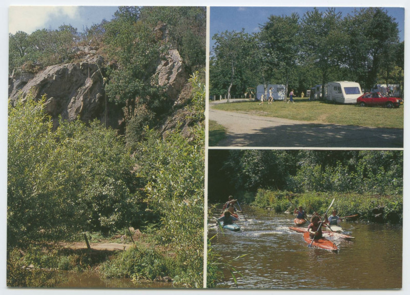 Carte postale ancienne Mezieres-sur-Couesnon (Ille-et-Vilaine) Escalde, Camping, Canoë Kayak