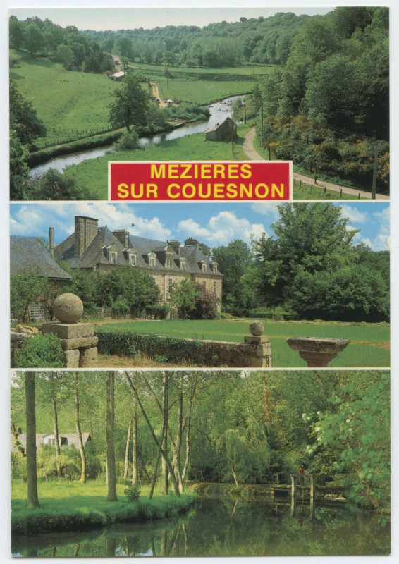 Carte postale ancienne C 25/35 - Mezieres Sur Couesnon (Ille-et-Vilaine) Le Château de la Ville Olivier et les bords de la rivière avec ses agréables loisirs.